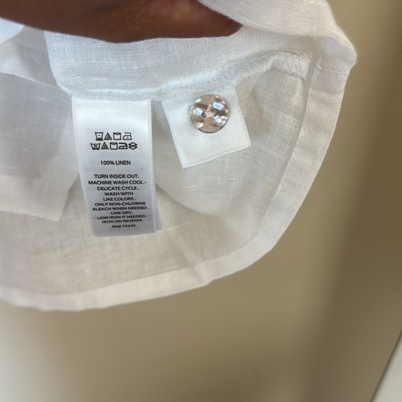 Nicole Miller White 100% Linen Button Down Shirt Short Sleeveless Loose Fit Sz S - Picture 5 of 12